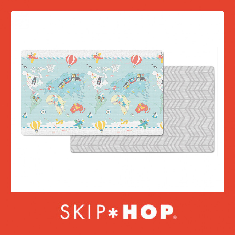 Skip Hop Doubleplay Reversible Playmat - Little Travelers/Herringbone Skip Hop Doubleplay Reversible Playmat - Little Travelers/Herringbone
