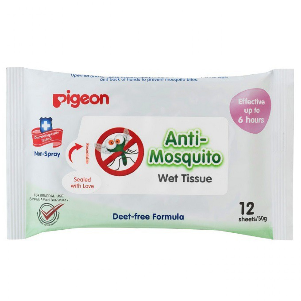 Pigeon Anti-Mosquito Wet Tissue 12sheet/50g-Ready Stock Pigeon Anti-Mosquito Wet Tissue 12sheet/50g-Ready Stock