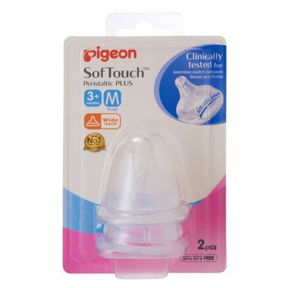 Pigeon SofTouch™ Peristaltic PLUS Wide-Neck Nipple-Ready Stock Pigeon SofTouch™ Peristaltic PLUS Wide-Neck Nipple-Ready Stock