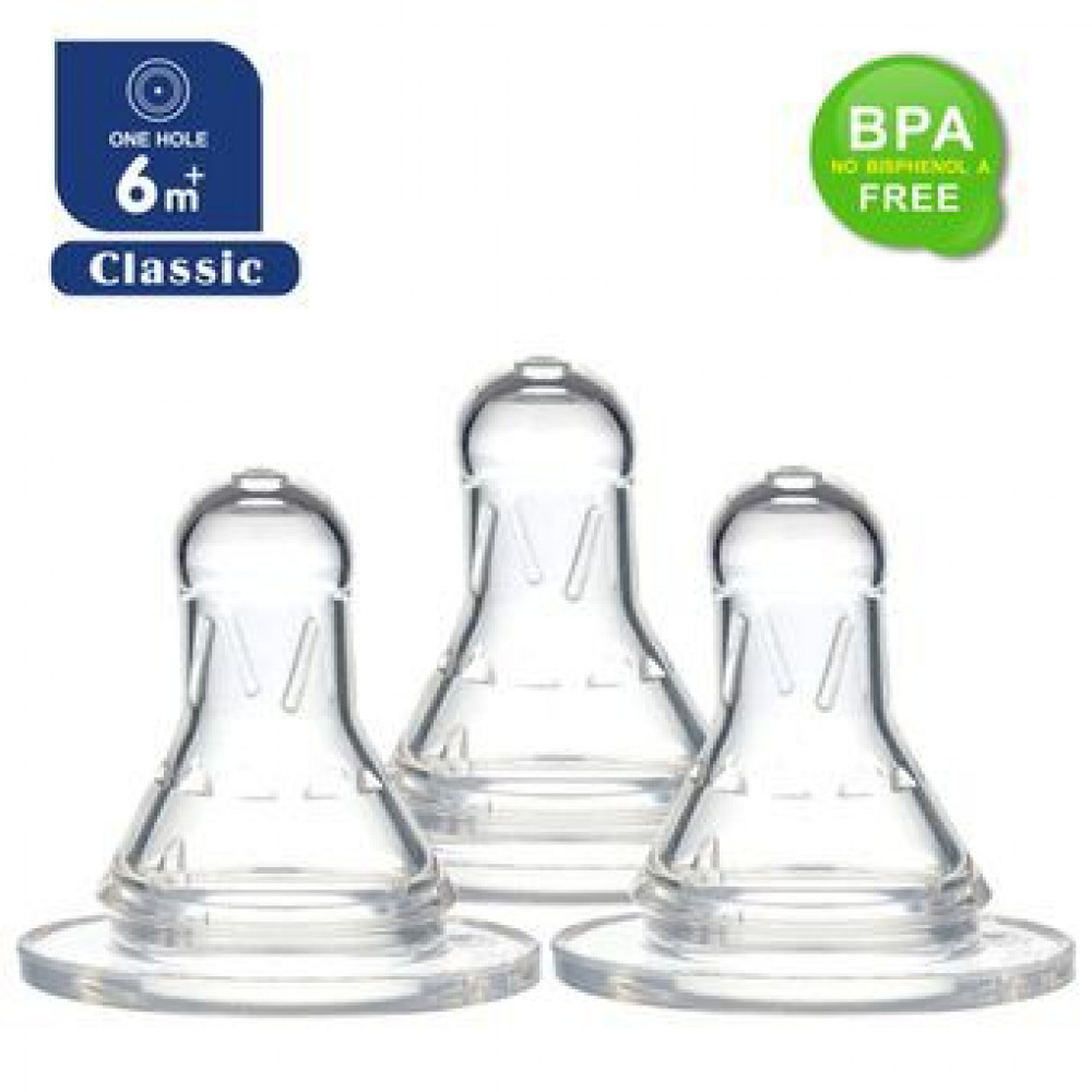 Puku Standard Neck Silicone Nipple Classic 3Pcs (6M+) (One Hole)-Ready Stock Puku Standard Neck Silicone Nipple Classic 3Pcs (6M+) (One Hole)-Ready Stock