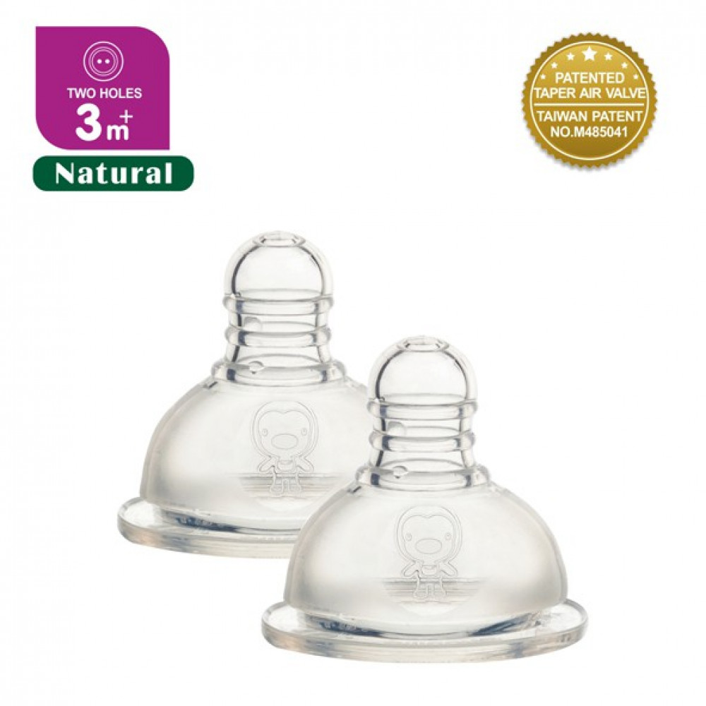 Puku Breast- Like Silicone Nipple Natural Wide Neck 2Pcs (3M+) Two Holes-Ready Stock Puku Breast- Like Silicone Nipple Natural Wide Neck 2Pcs (3M+) Two Holes-Ready Stock