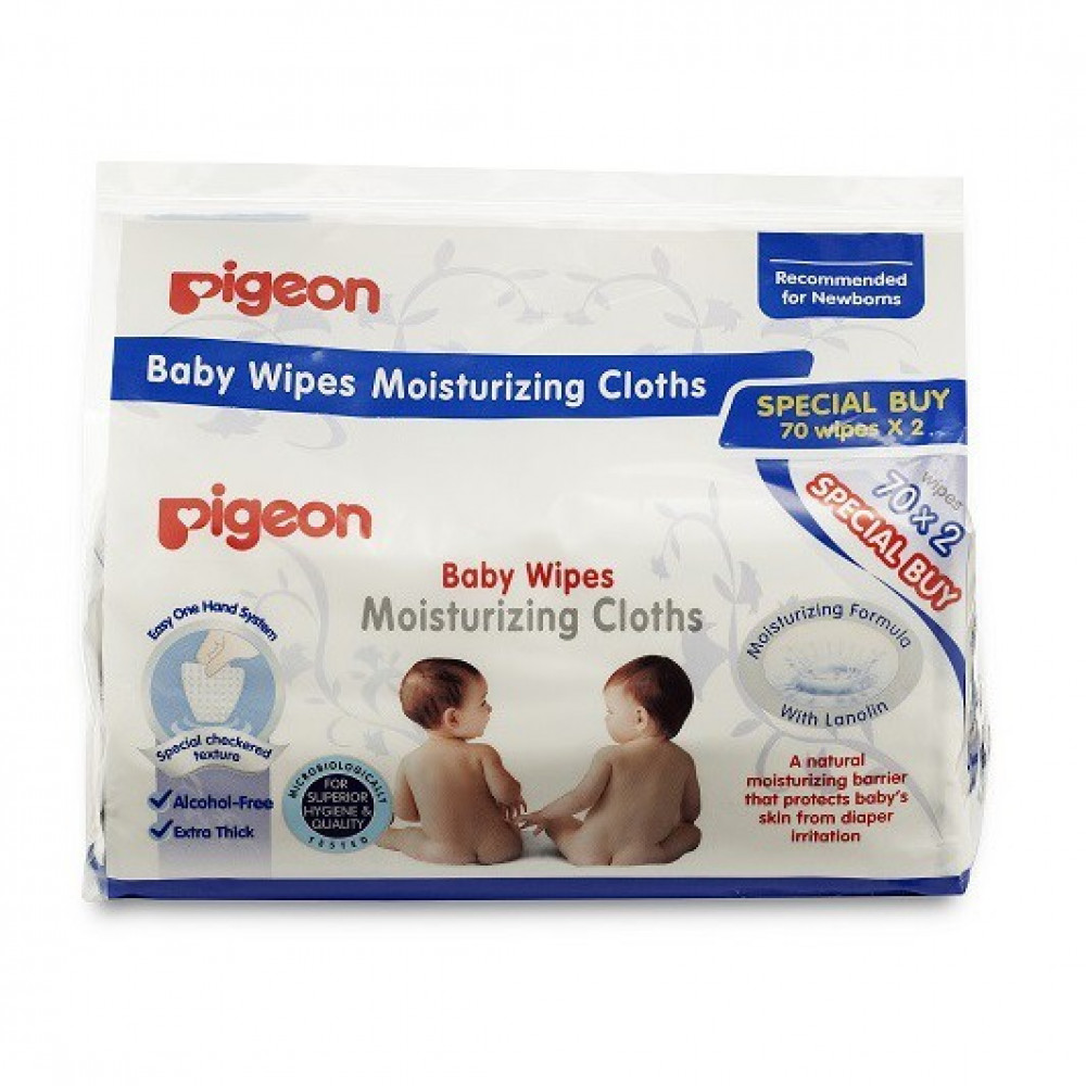 Pigeon Baby Wipes Moisturizing Cloths 70x2-Ready Stock Pigeon Baby Wipes Moisturizing Cloths 70x2-Ready Stock