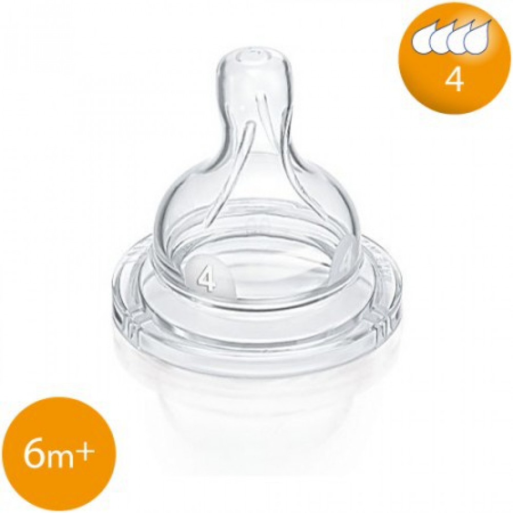 Avent Classic Fast Flow Teat 6m+ + (4 Hole) Twin Pack Avent Classic Fast Flow Teat 6m+ + (4 Hole) Twin Pack