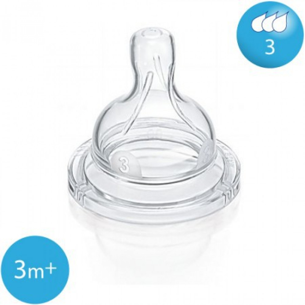 Avent Classic Medium Flow Teat 3m+ (3 Hole) Twin Pack Avent Classic Medium Flow Teat 3m+ (3 Hole) Twin Pack