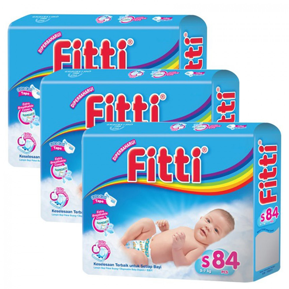 FITTI Tape Diaper Mega Pack - S84/M72/L60/XL52-Ready Stock FITTI Tape Diaper Mega Pack - S84/M72/L60/XL52-Ready Stock