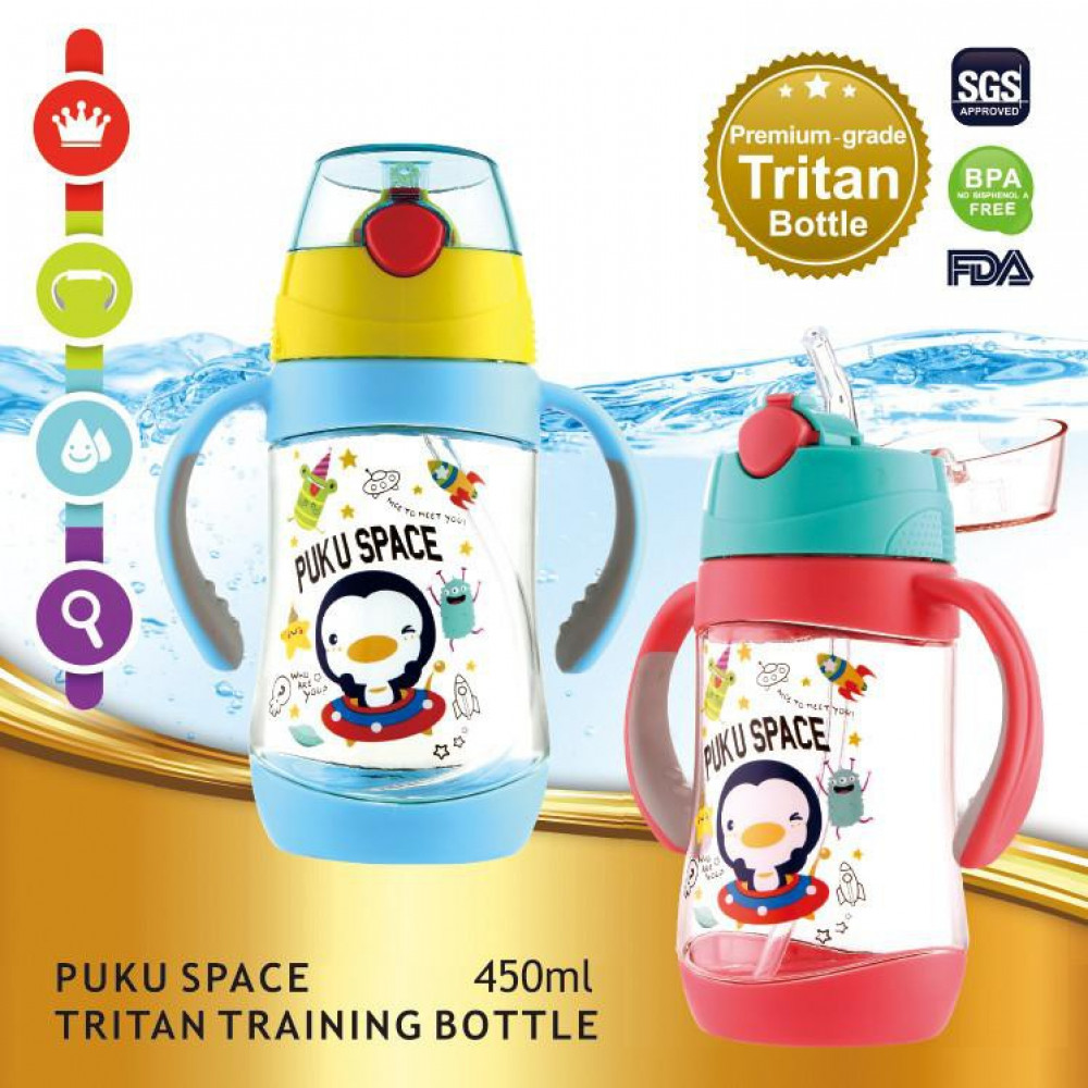 PUKU Space Tritan Baby Training Cup 450ml-Ready Stock PUKU Space Tritan Baby Training Cup 450ml-Ready Stock