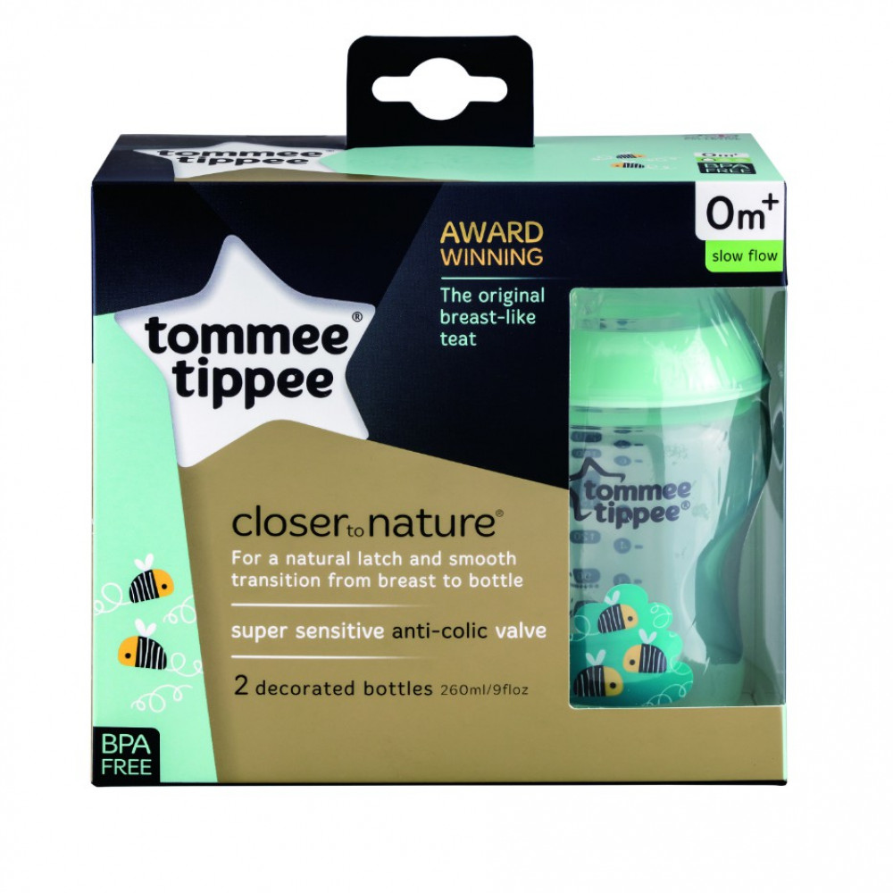 Tommee Tippee Decorated Bottles Green Twin Pack (2 x 9oz/260ml) Tommee Tippee Decorated Bottles Green Twin Pack (2 x 9oz/260ml)