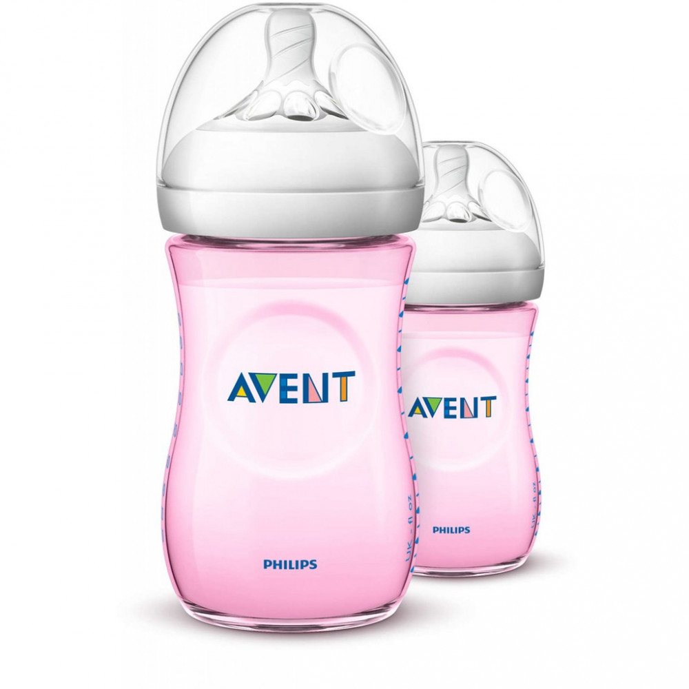 Avent Natural Pink Bottle 9oz / 260ml Twin Pack Avent Natural Pink Bottle 9oz / 260ml Twin Pack