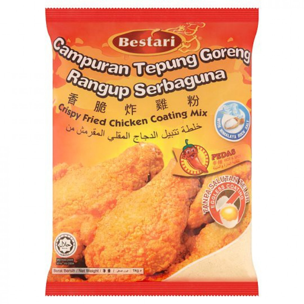 Bestari Crispy Fried-Chicken Coating Mix (Hot & Spicy) 1kg Bestari Crispy Fried-Chicken Coating Mix (Hot & Spicy) 1kg