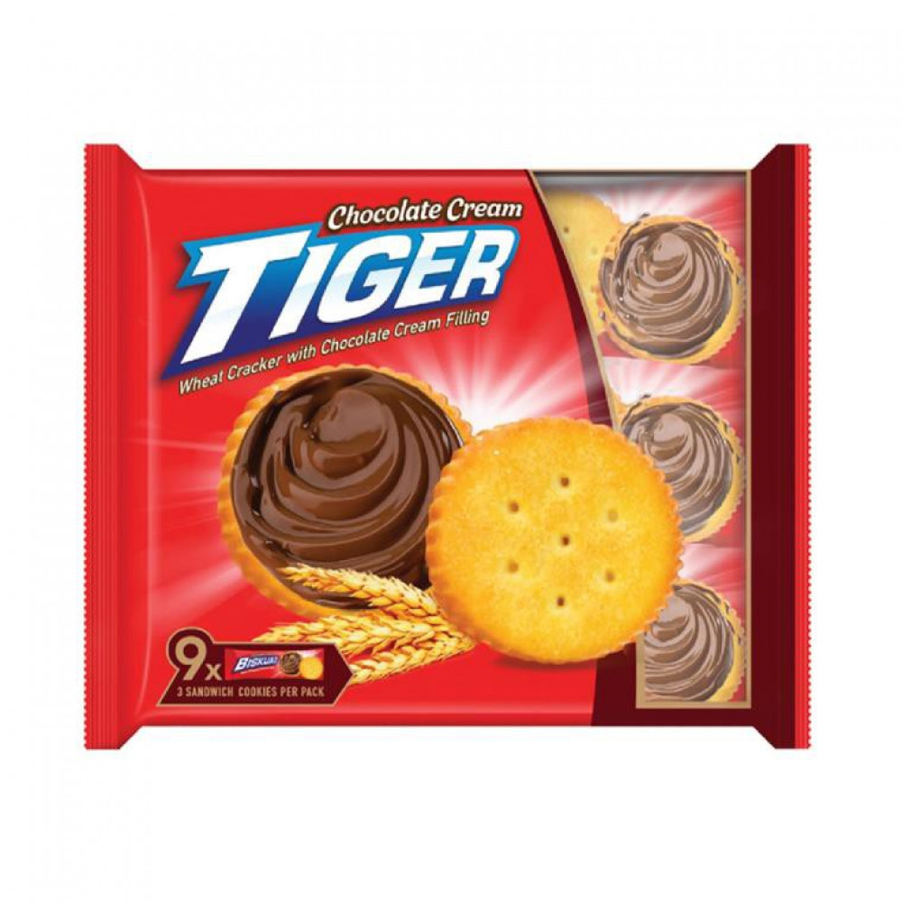 Tiger Wheat Cracker with Chocolate Cream Fillings (9x27g) Tiger Wheat Cracker with Chocolate Cream Fillings (9x27g)