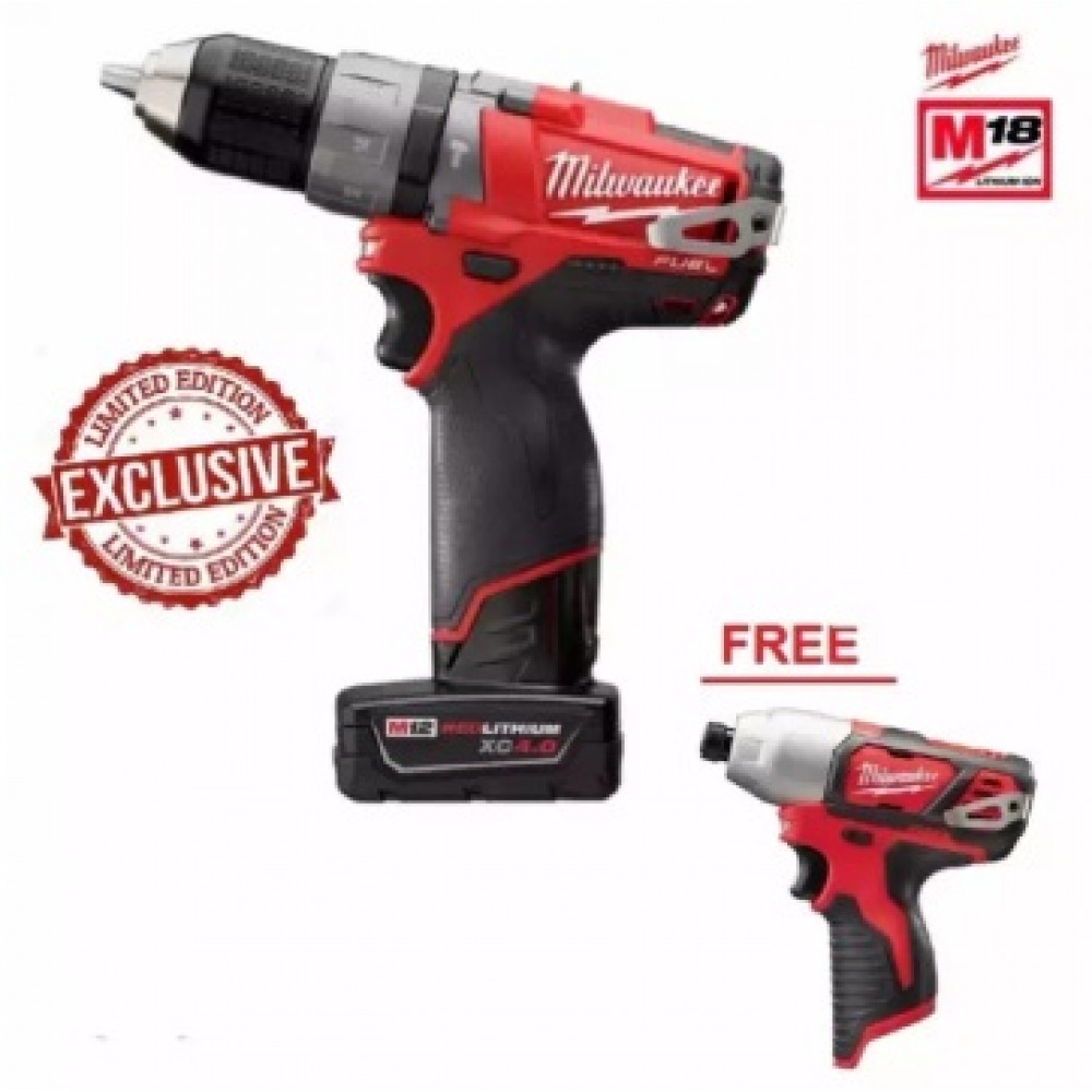 MILWAUKEE M12 FUEL CORDLESS IMPACT DRILL & DRIVER (M12 CPD-402C) FOC M12 BID-0