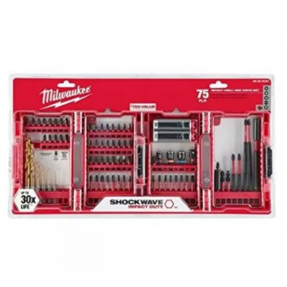 MILWAUKEE 75PCS SHOCKWAVE IMPACT DRILL & DRILL BIT SET (48-32-4030)