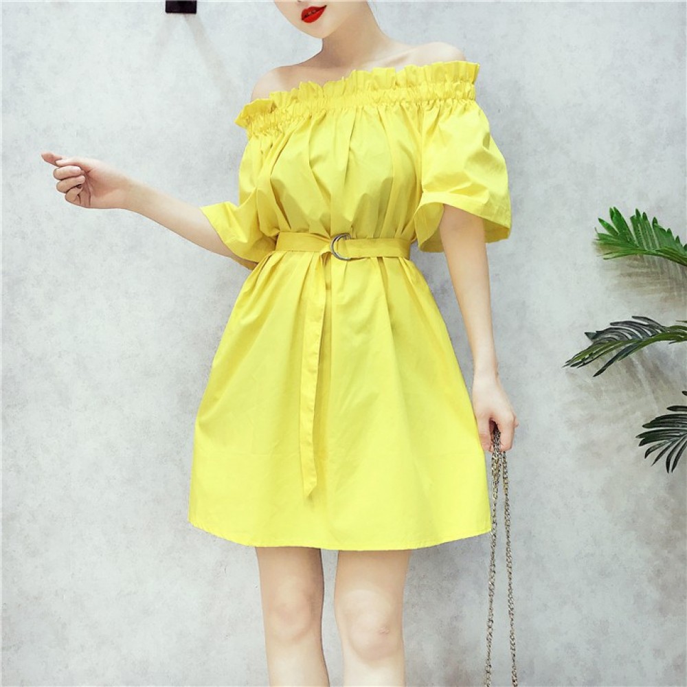 Korean Summer bare shoulders wood ear edge collar waist belt Korean Summer bare shoulders wood ear edge collar waist belt