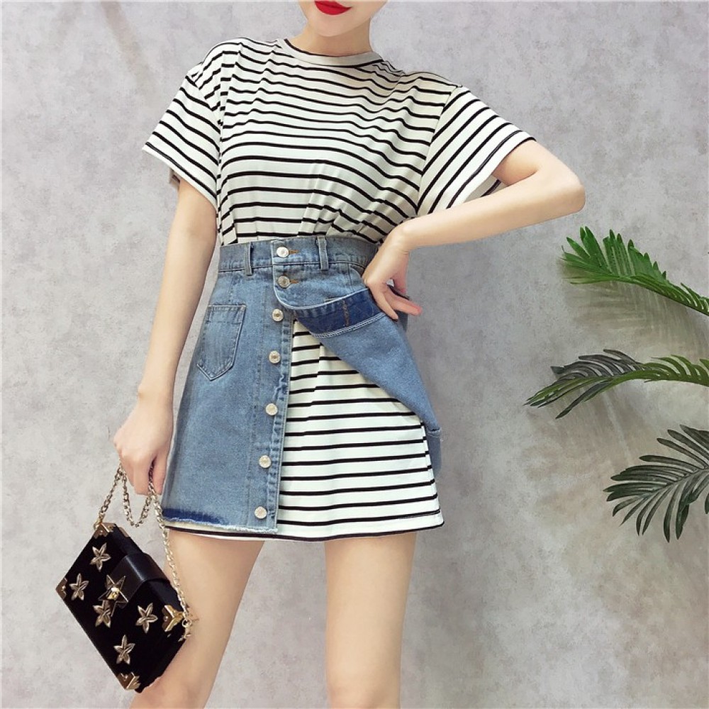 HongKong short-sleeved T-shirt denim dresses HongKong short-sleeved T-shirt denim dresses