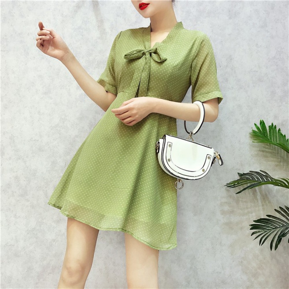 Chiffon Bow Short Sleeve Dress 蝴蝶结短袖连身裙 Chiffon Bow Short Sleeve Dress 蝴蝶结短袖连身裙