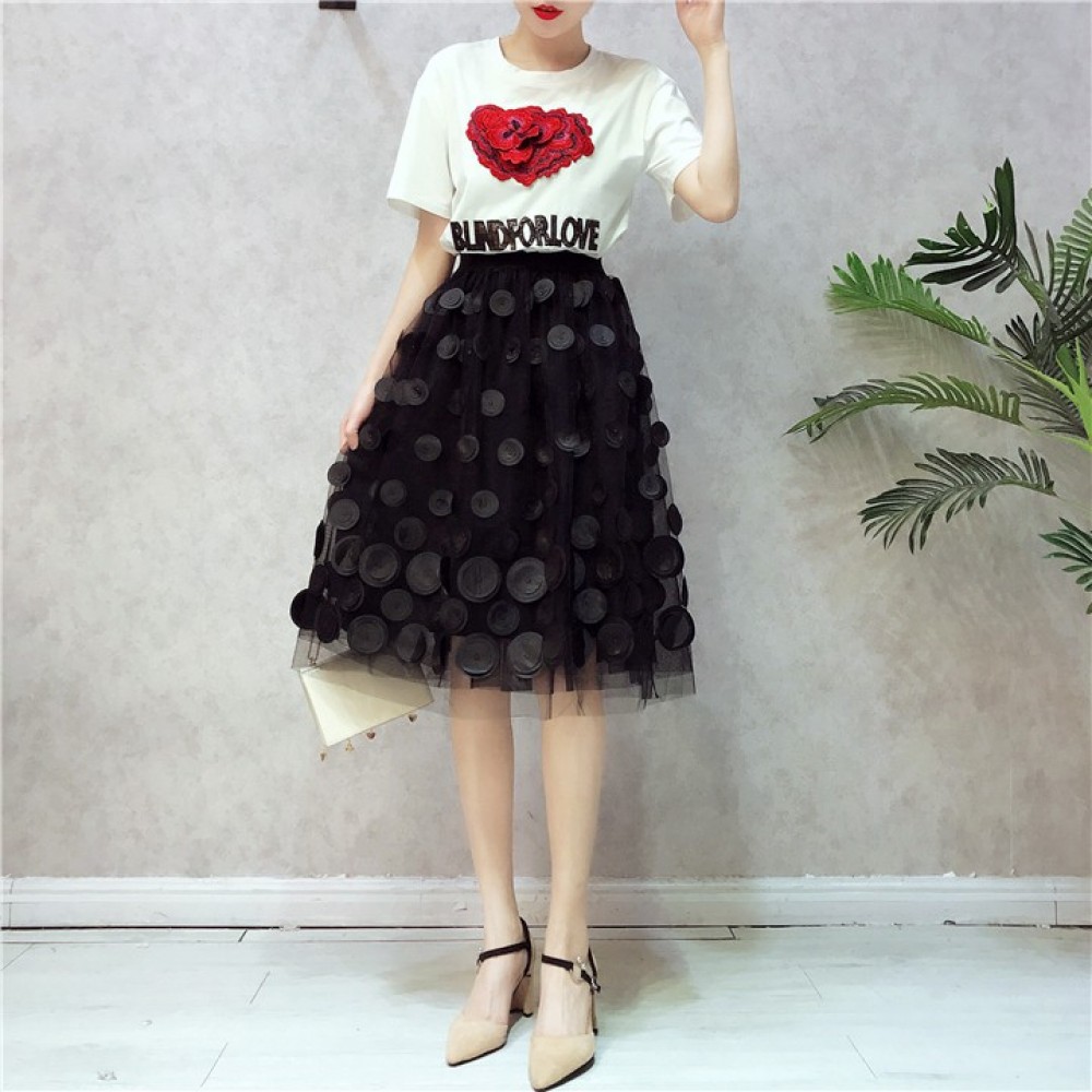 Set Wear 3d embroidery short-sleeved Top n Dresses Set Wear 3d embroidery short-sleeved Top n Dresses