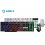 Cadeve Gaming Keyboard Rainbow Backlight RGB with Mouse Combo (White)