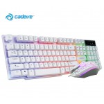 Cadeve Gaming Keyboard Rainbow Backlight RGB with Mouse Combo (White)