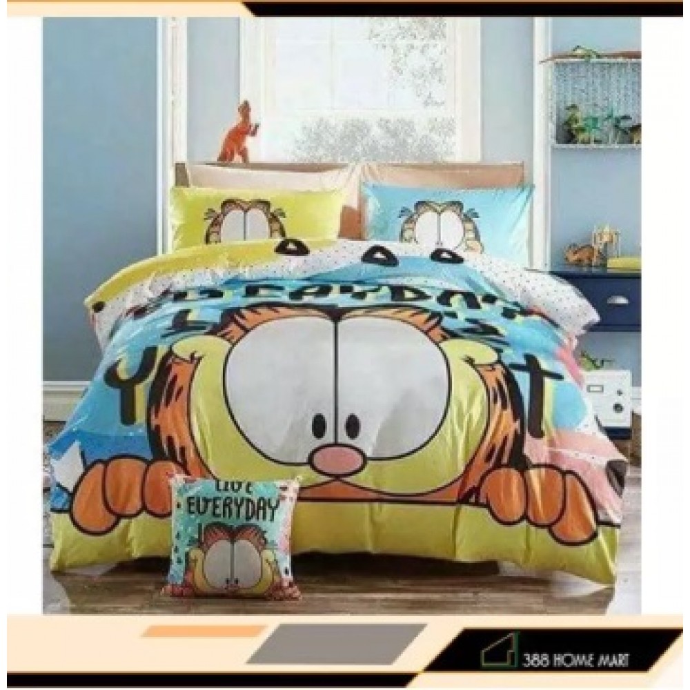 【Garfield - King Size】5 in 1 Bed Sheet set Cute Cartoon Design Fitted Bed Sheets ( Quil Cover: 80 x 90 ) 【Garfield - King Size】5 in 1 Bed Sheet set Cute Cartoon Design Fitted Bed Sheets ( Quil Cover: 80 x 90 )