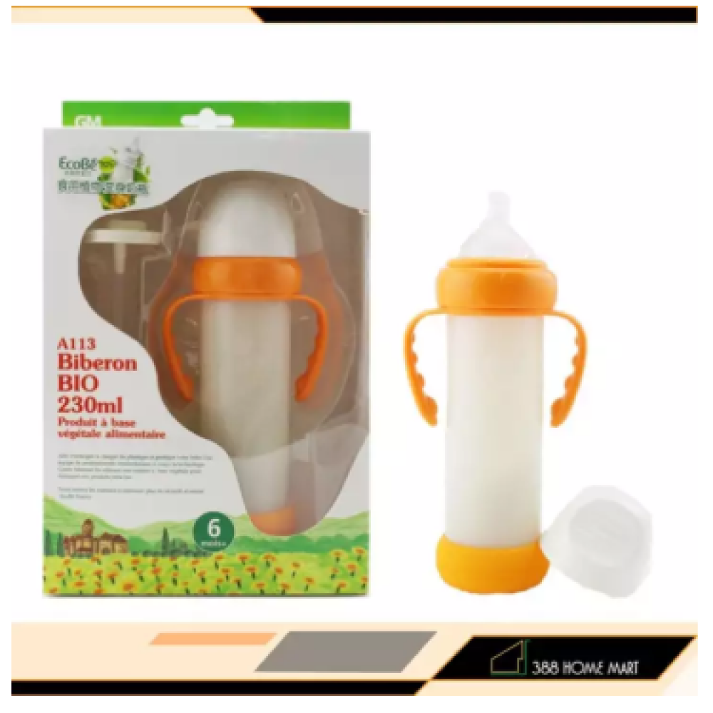 【230ml Handle with Straw】France Ecobe ORIGINAL Baby According to Safety Shatter Resistant Wide Caliber Baby Corn Handle Feeding Bottle with Straw 【230ml Handle with Straw】France Ecobe ORIGINAL Baby According to Safety Shatter Resistant Wide Caliber Baby Corn Handle Feeding Bottle with Straw