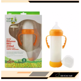 image of 【230ml Handle with Straw】France Ecobe ORIGINAL Baby According to Safety Shatter Resistant Wide Caliber Baby Corn Handle Feeding Bottle with Straw