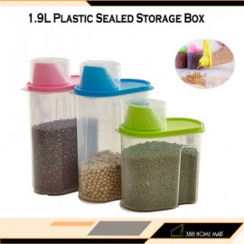 image of 【1.9L - Small】 Plastic Sealed Storage Box Plastic Food Grain Cereal Flour Storage Box Dispenser Rice Container Sealed Tank