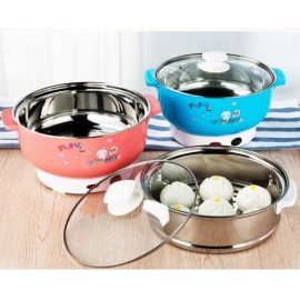 image of 【PINK 26CM】Multi Functional Hot Pot Electric Travelling Steamboat Cooker