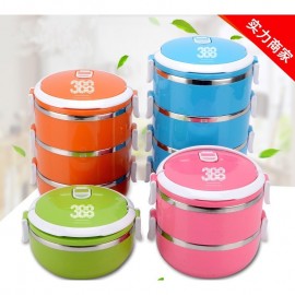 image of 【New - 4 Layers】388 Thermal Insulation Stainless Steel Bento Keep Warm Lunch Box Case Food Container - Random Colour
