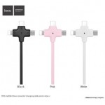 READY STOCK !! Original Hoco X10 Starfish 3 In 1 Connector Charging Cable Black