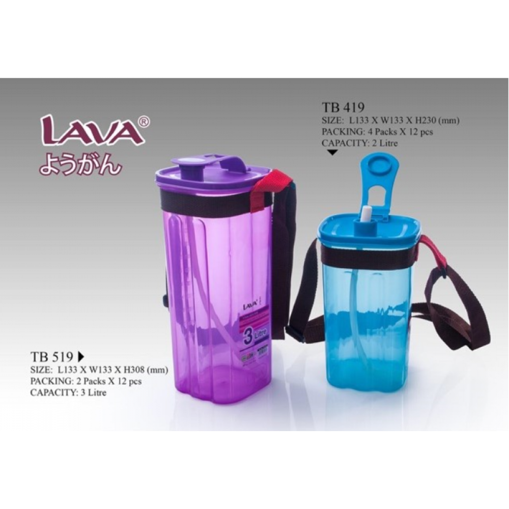 LAVA WATER BOTTLE 2L/3L come with straw