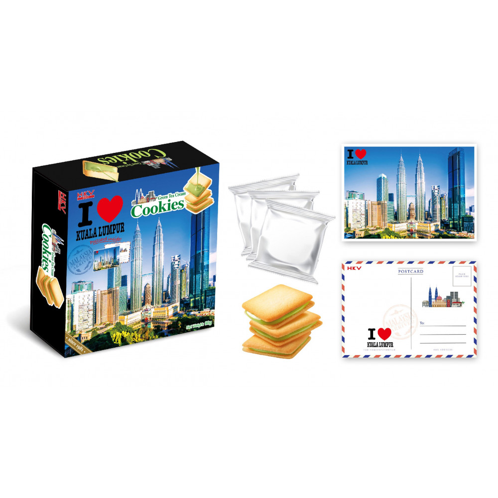 I LOVE KL GREEN TEA CREAM COOKIES 90G(10BAGS) I LOVE KL GREEN TEA CREAM COOKIES 90G(10BAGS)