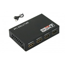 image of Full HD 1X4 1 to 4 Port HDMI Splitter Repeater 3D V1.4 + USB (S050)