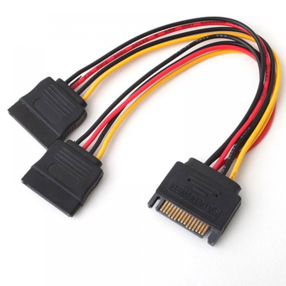 15pin Male to 2x 15pin Female SATA Power Cable Splitter (S087) 15pin Male to 2x 15pin Female SATA Power Cable Splitter (S087)