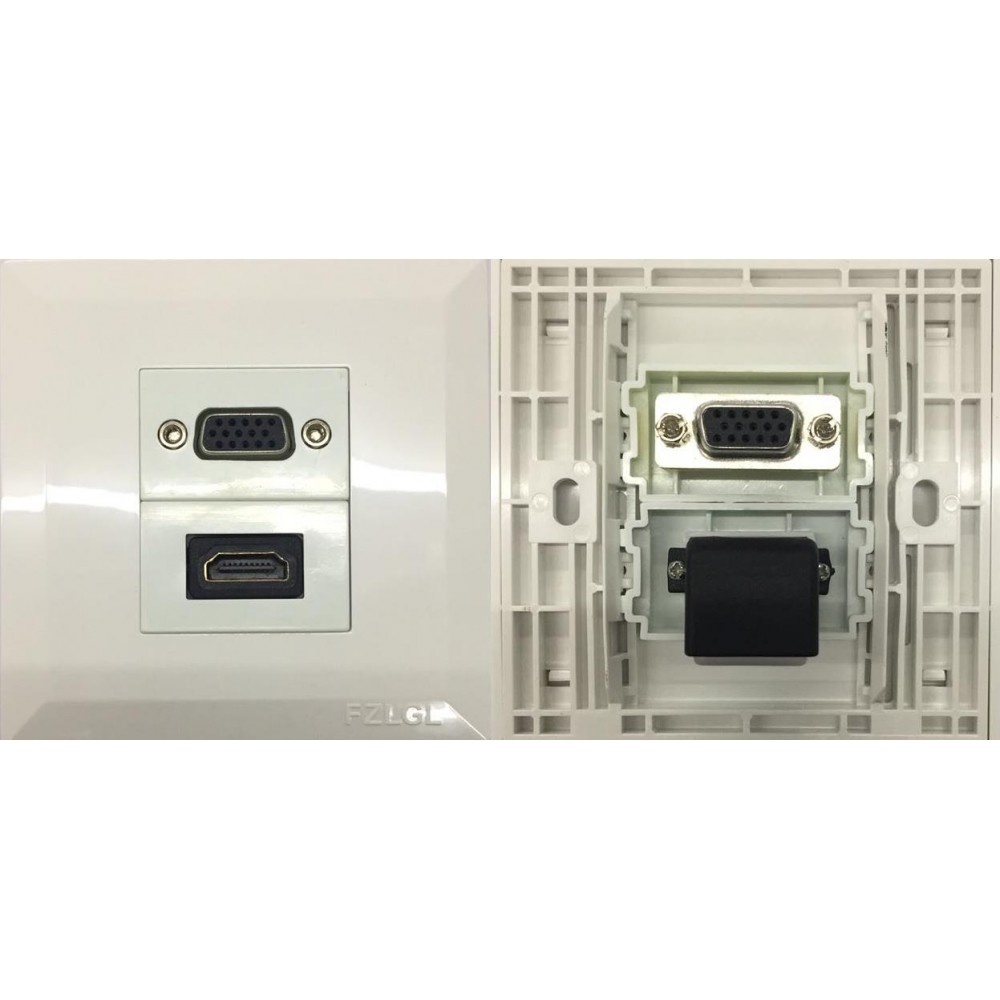 VGA + HDMI L TYPE V1.4 COMBO FACEPLATE (S070) VGA + HDMI L TYPE V1.4 COMBO FACEPLATE (S070)