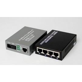 image of Single Mode Fiber Media Converter + 4 Port 10 /100 Fiber Switch (S100)