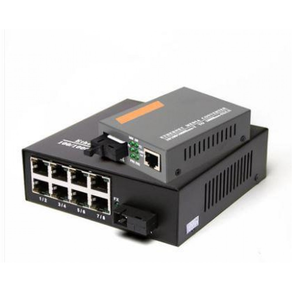 Single Mode Gigabit Fiber Media Converter + 8 Port Fiber Switch (S116) Single Mode Gigabit Fiber Media Converter + 8 Port Fiber Switch (S116)