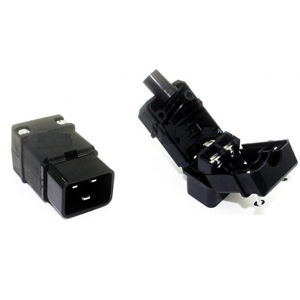 IEC-320-C20 AC Cable Mount Rewireable Connector Male Plug (S371) IEC-320-C20 AC Cable Mount Rewireable Connector Male Plug (S371)