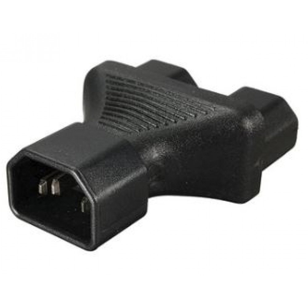 IEC 320 C14 3 Pin (M) To 2x C13 (F) Y Type Power Split Adapter (S493) IEC 320 C14 3 Pin (M) To 2x C13 (F) Y Type Power Split Adapter (S493)