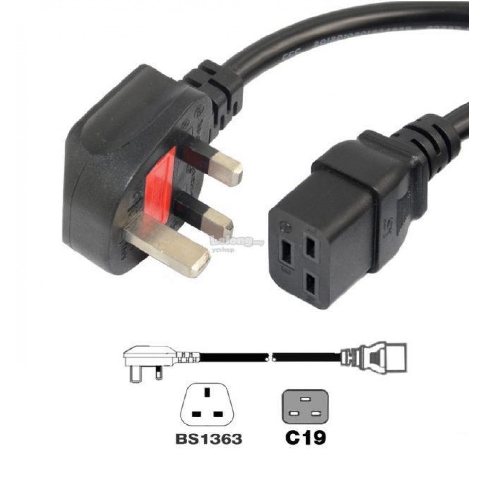 UK Plug to C19 Power Cord 13A 1.5mm 1.8Meter (S488) UK Plug to C19 Power Cord 13A 1.5mm 1.8Meter (S488)