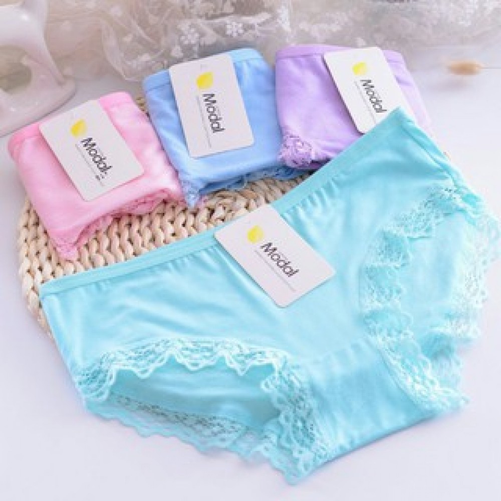 【READY STOCK】 5 PCS [FREE SIZE] Low Waist Cotton Fabric Lace Sexy Panties