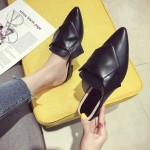 Pointed thick with baotou half slippers