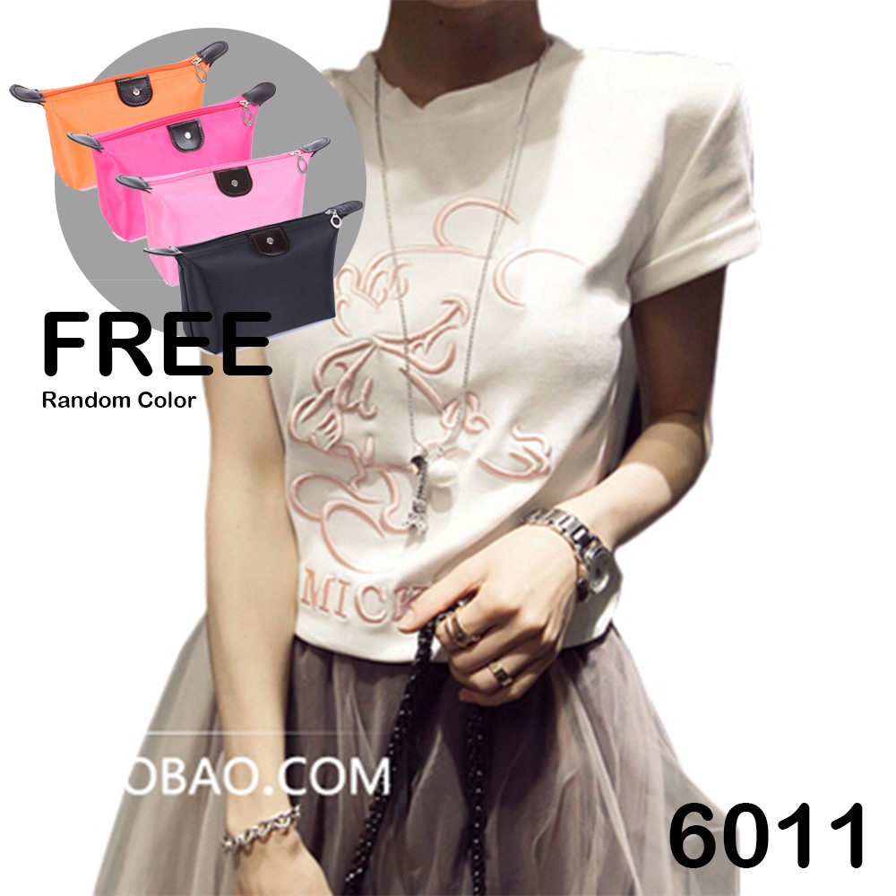 【READY STOCK PROMO】 6011 & 6056 Mickey Mouse T-Shirt FREE Cosmetic Bag