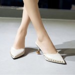 Studded toe cap with stiletto high heel half sandals