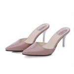 Fine-heeled high-heeled toe cap with half-tip pointed sandals