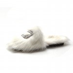 Flat bottom half head hairy sandals and slippers