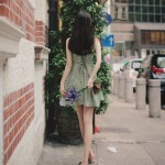 Open back sash floral short dress