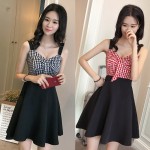 Sexy Low-Cut Sling Plaid Tube Top Leaning Bow Dress