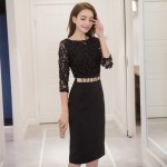 Stylish slim split hip hip long lace dress