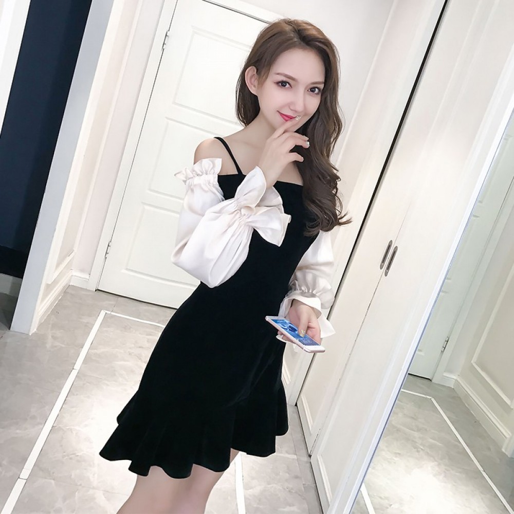 Sexy off-the-shoulder slim slimming dress Sexy off-the-shoulder slim slimming dress