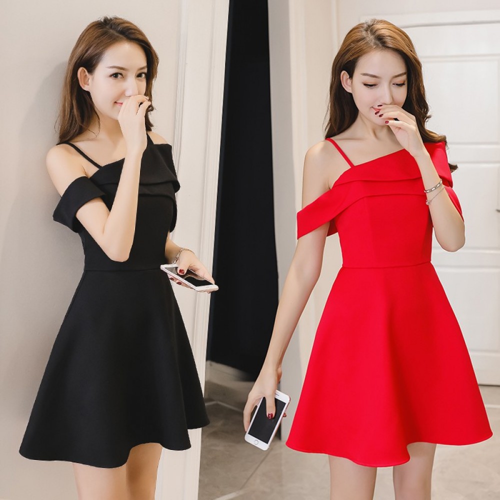 Sexy slim off-the-shoulder strap dress